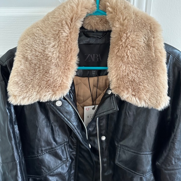 ZARA FAUX FUR COLLAR JACKET - NEW - Picture 10 of 14